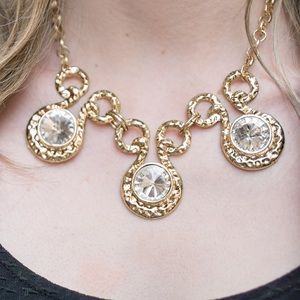 Gold and diamond rhinestone necklace